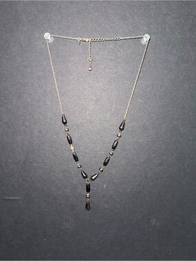 Delicate Black Bead Y-Necklace